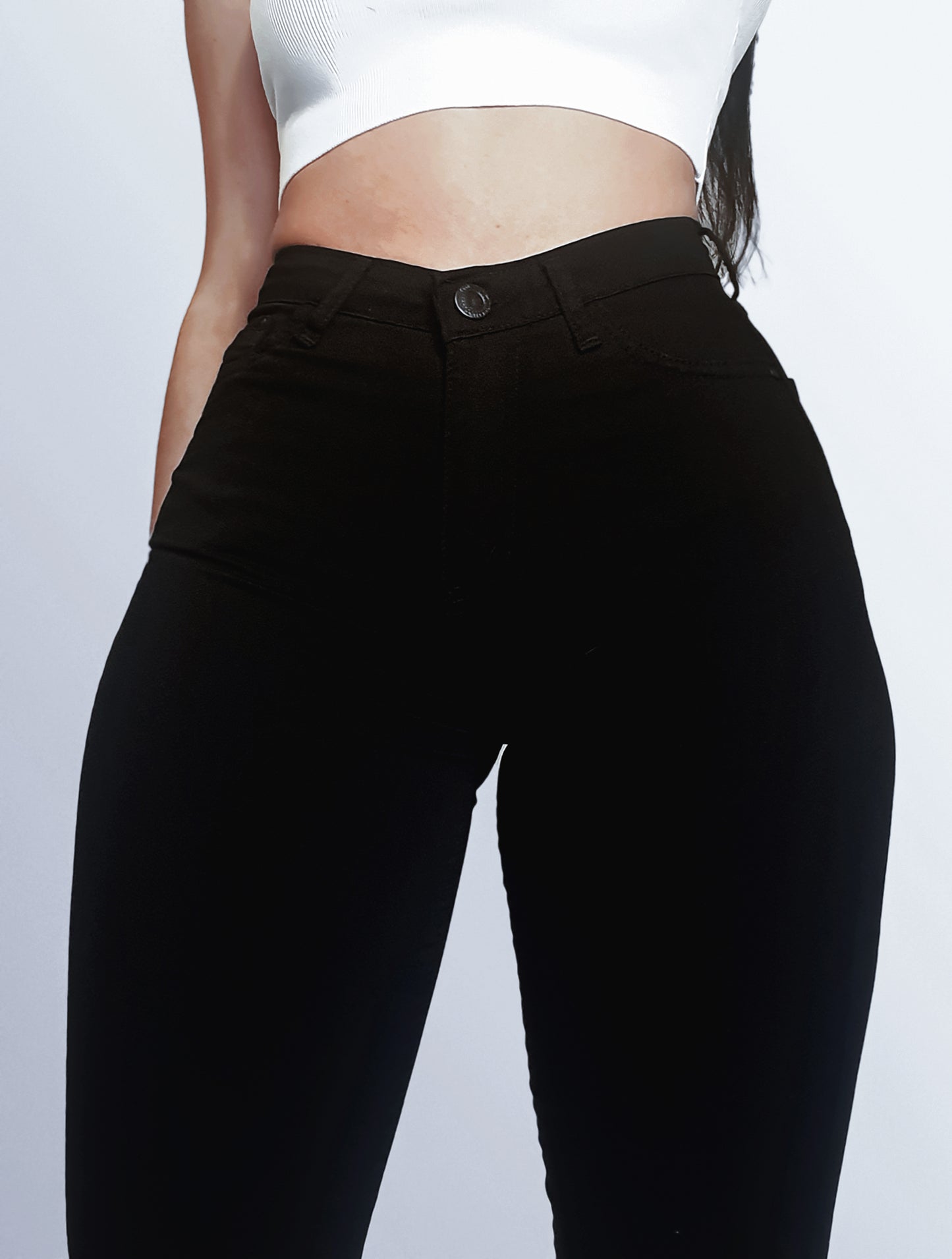 Medium Waist Skinny Ankle Split Jeans In Black