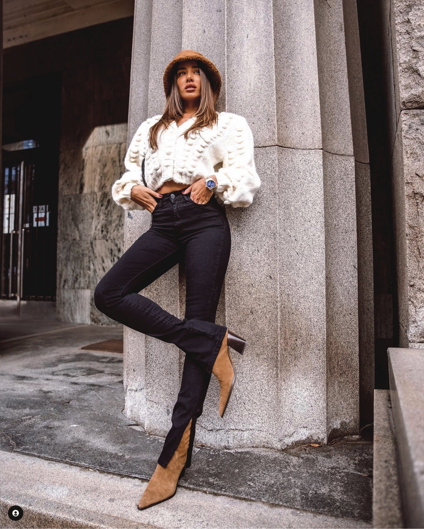 Medium Waist Skinny Ankle Split Jeans In Black