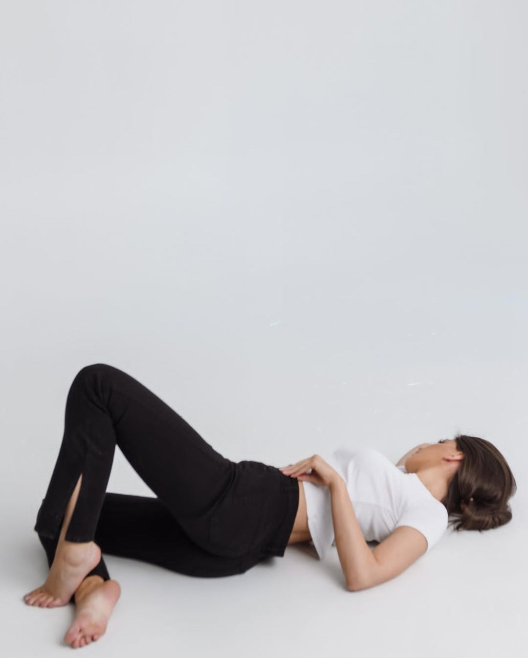 Medium Waist Skinny Ankle Split Jeans In Black