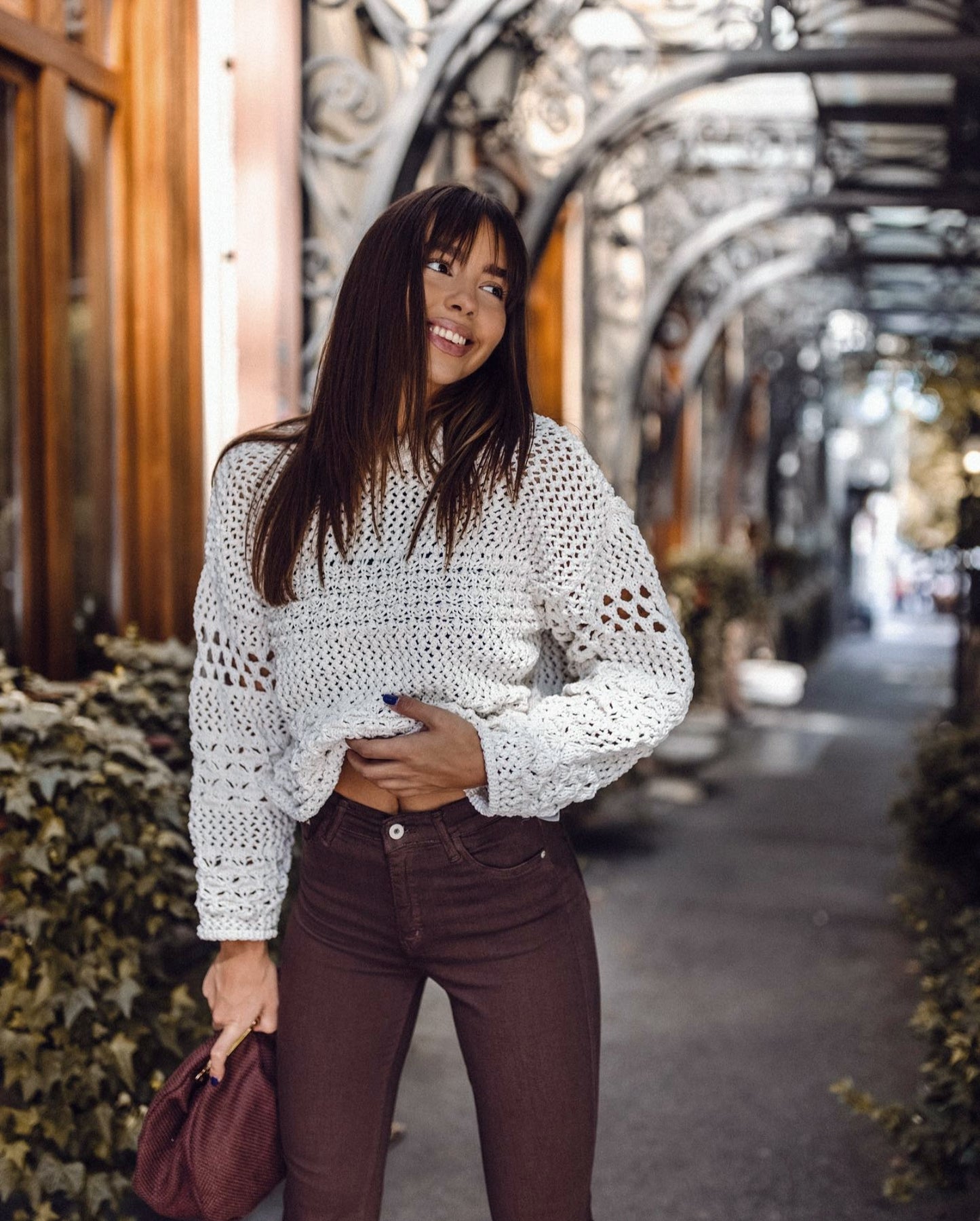 High Waist Flare Jeans In Chocolate Brown