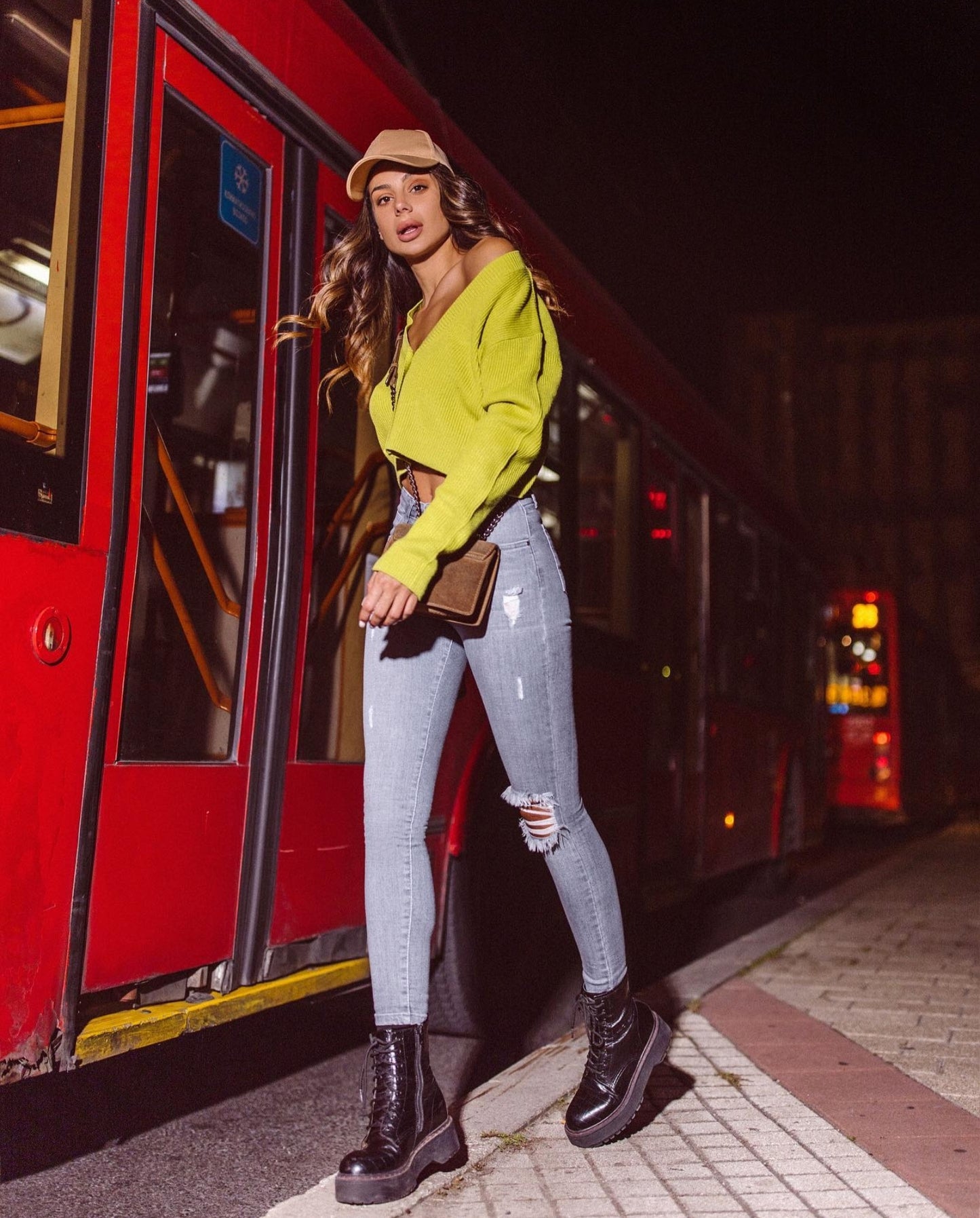 High Waist Skinny Jeans In Light Gray