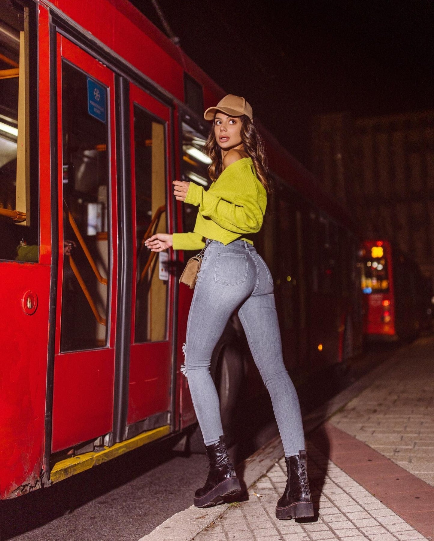 High Waist Skinny Jeans In Light Gray