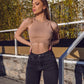 High Waist Straight Leg Jeans In Washed Black