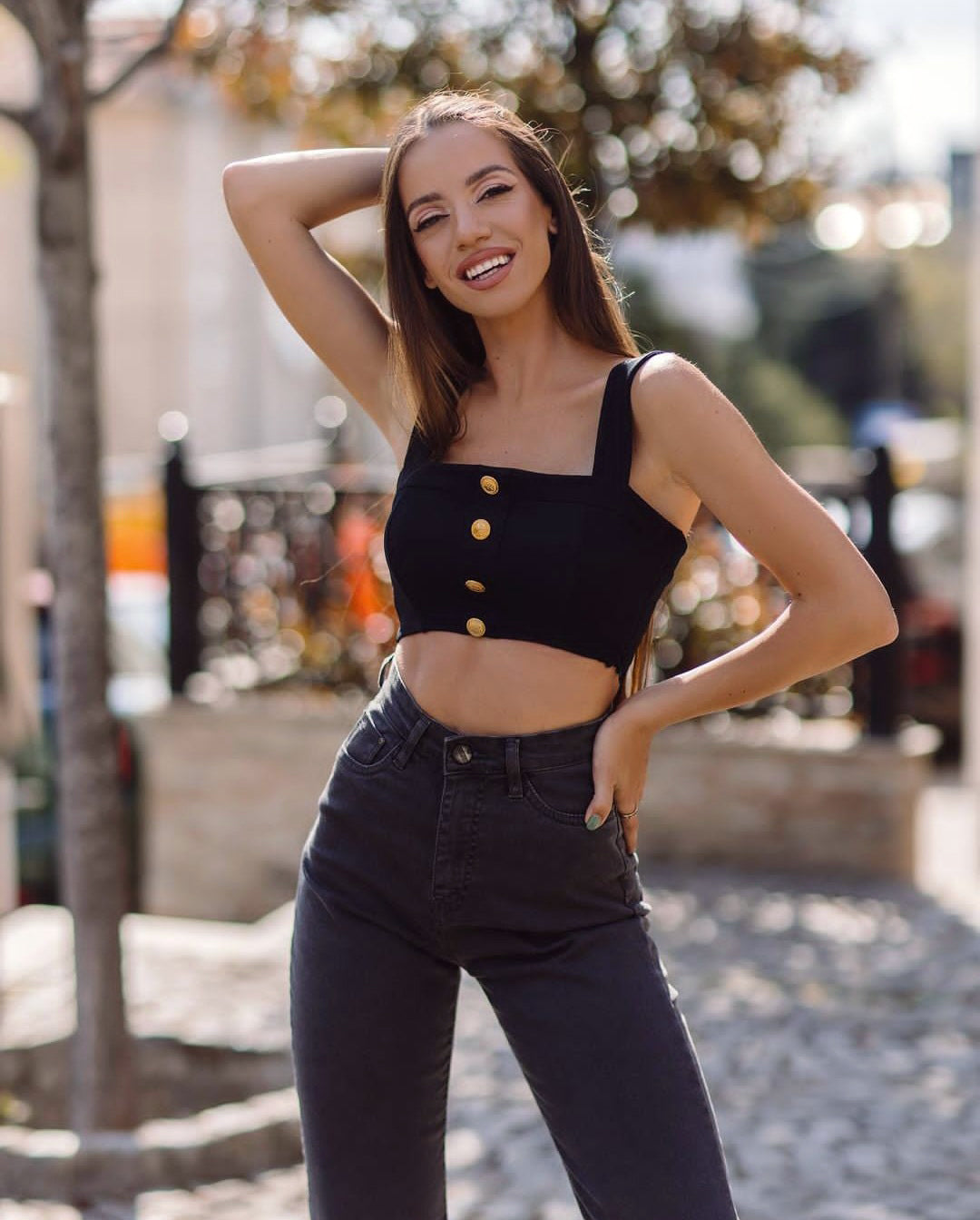 High Waist Straight Leg Jeans In Washed Black