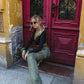 High Waist Cargo Straight Leg Jeans In Olive Green